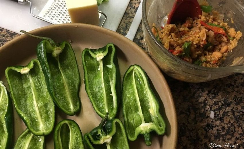 Poblano Peppers ready to be stuffed after seeds are removed