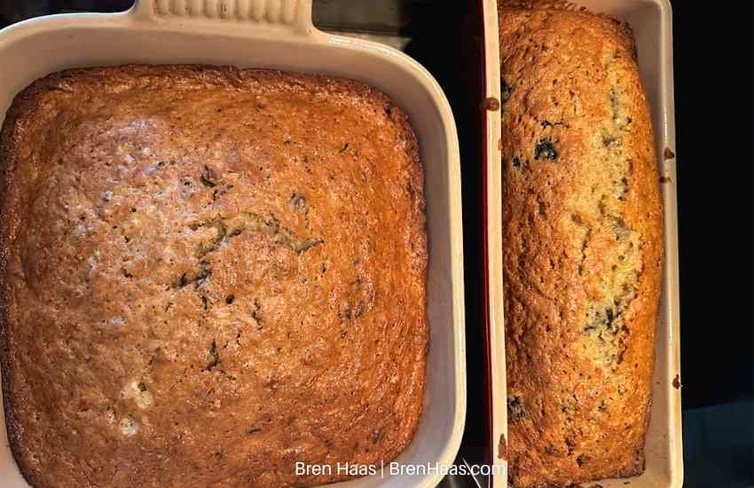 different size loaf pans of zucchini bread
