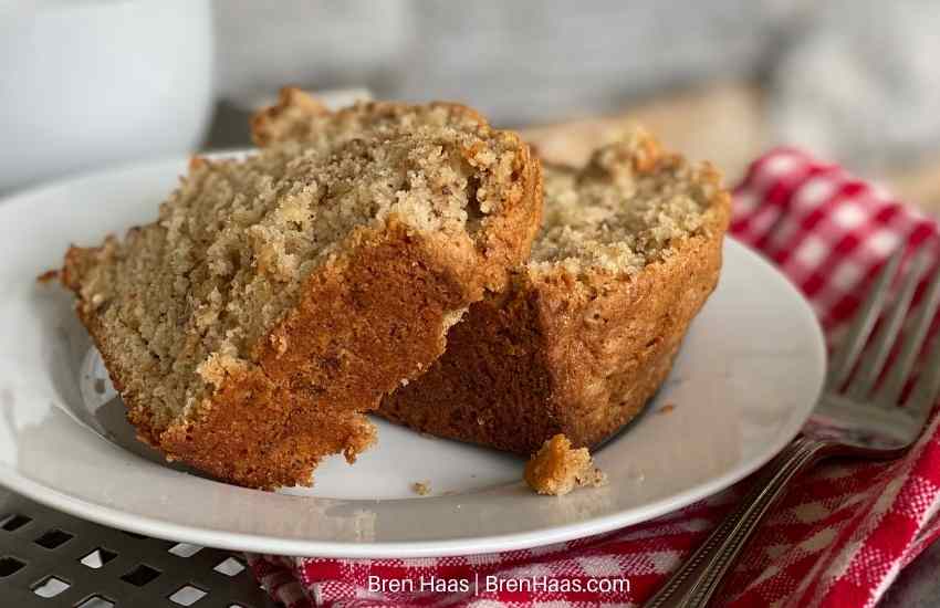zucchini bread slice on plate for breakfast