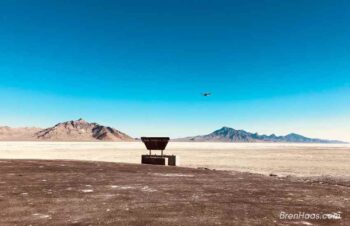 Drone over Salt Flat Sign